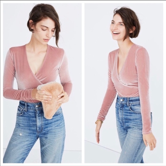 Madewell Other - Mauve Faux Wrap Velvet Bodysuit